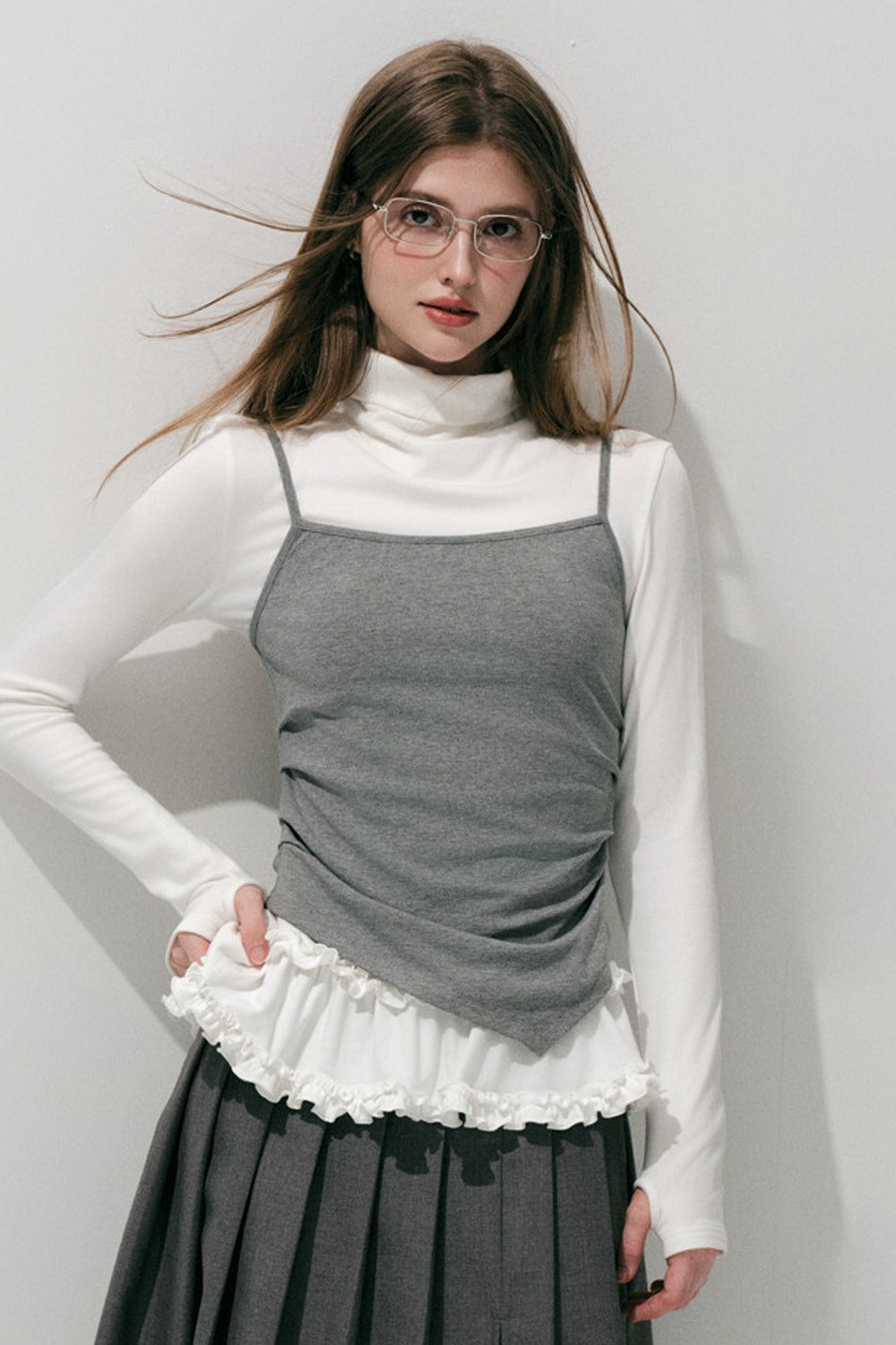 Off-Shoulder Cami Long Sleeve Top