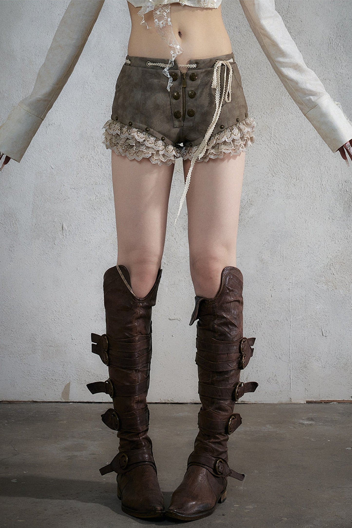 Punk Lace Leather Shorts