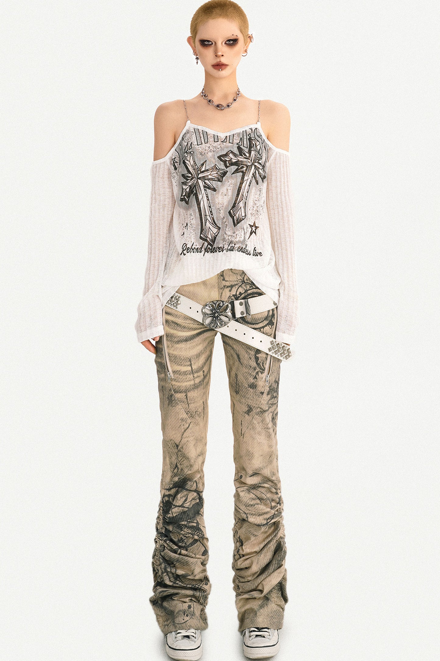 Cyberpunk Off-Shoulder Chain Top