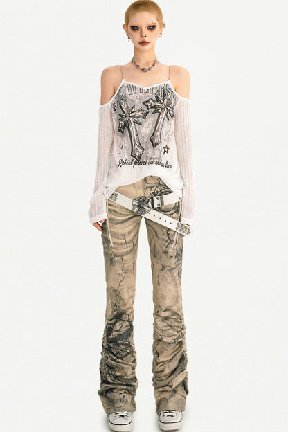Cyberpunk Off-Shoulder Chain Top