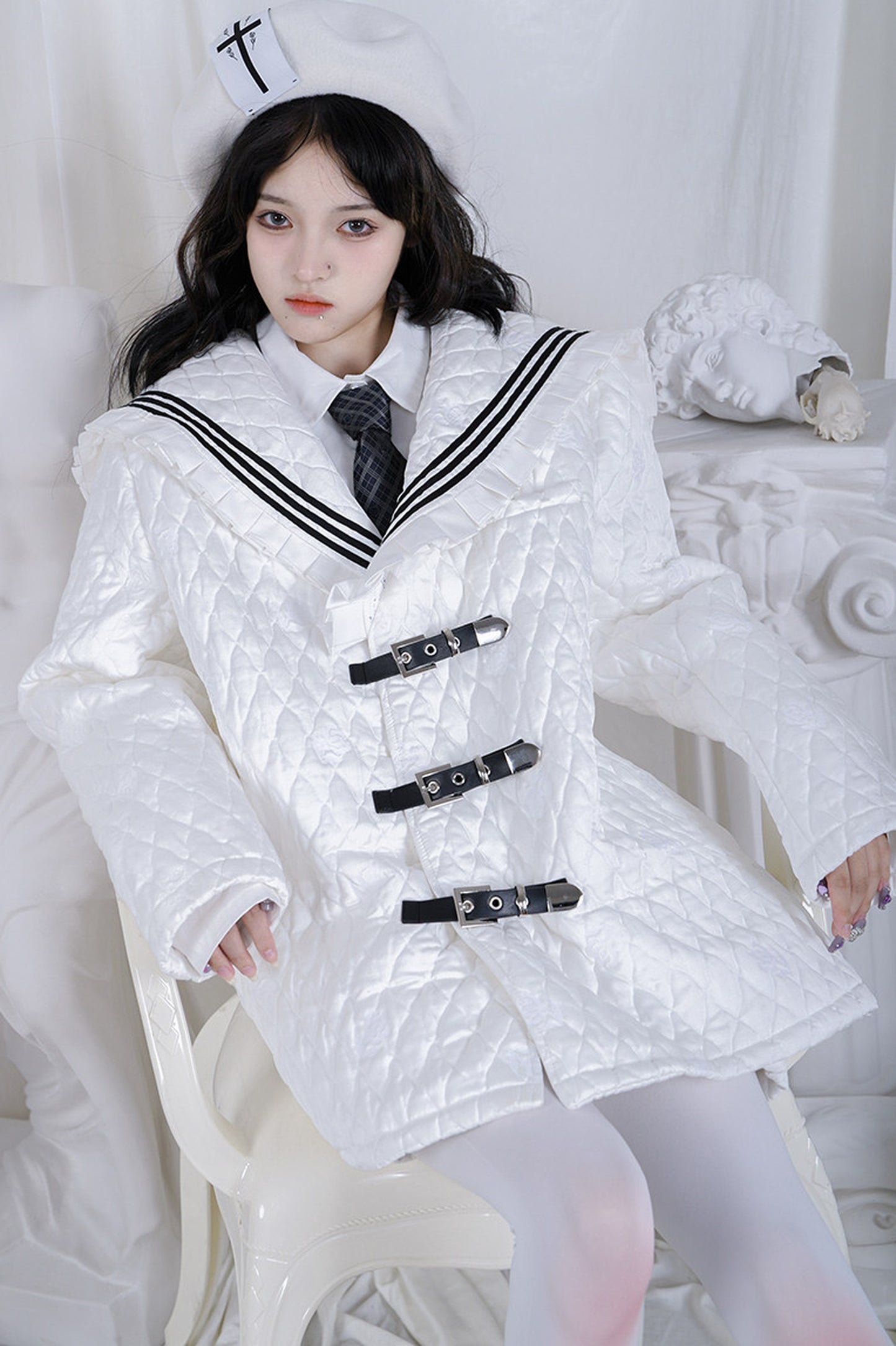 십자가 장미 울 베레모