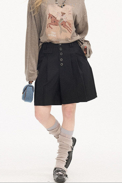 Pleated Gray Dress Shorts