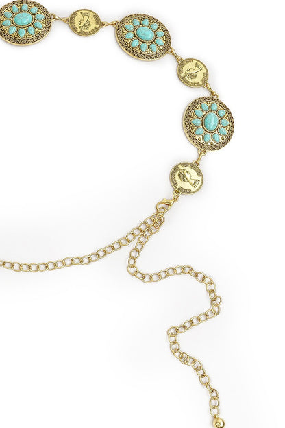 Turquoise Metal Waist Chain