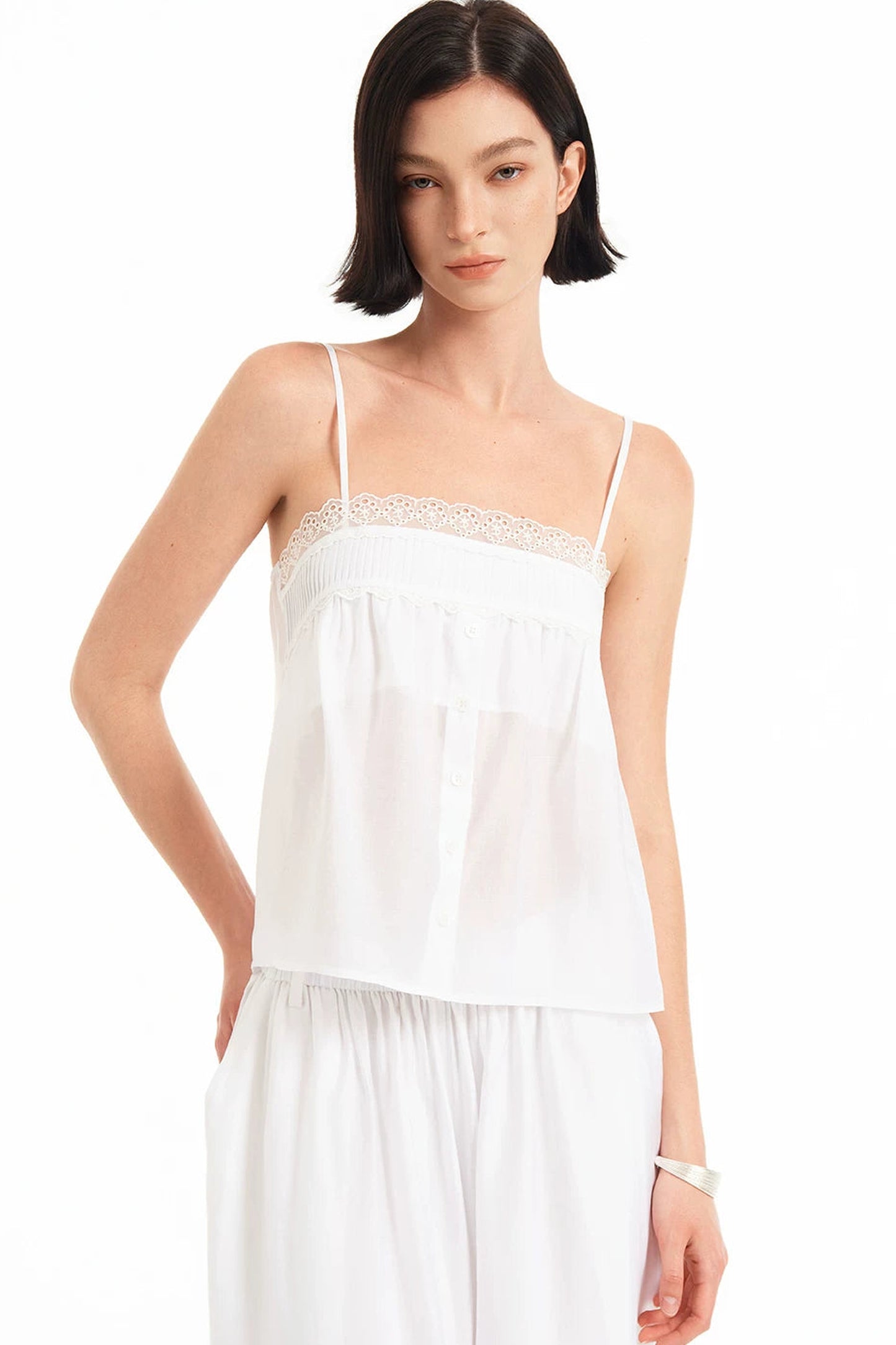Tencel Lace-Trimmed Camisole Top Set-Up