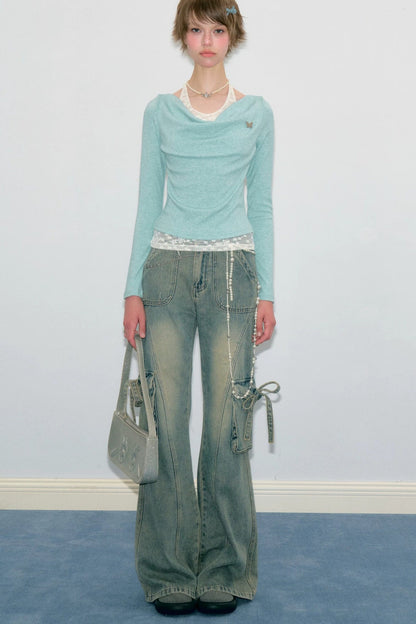 Mist Flutter Knit Top