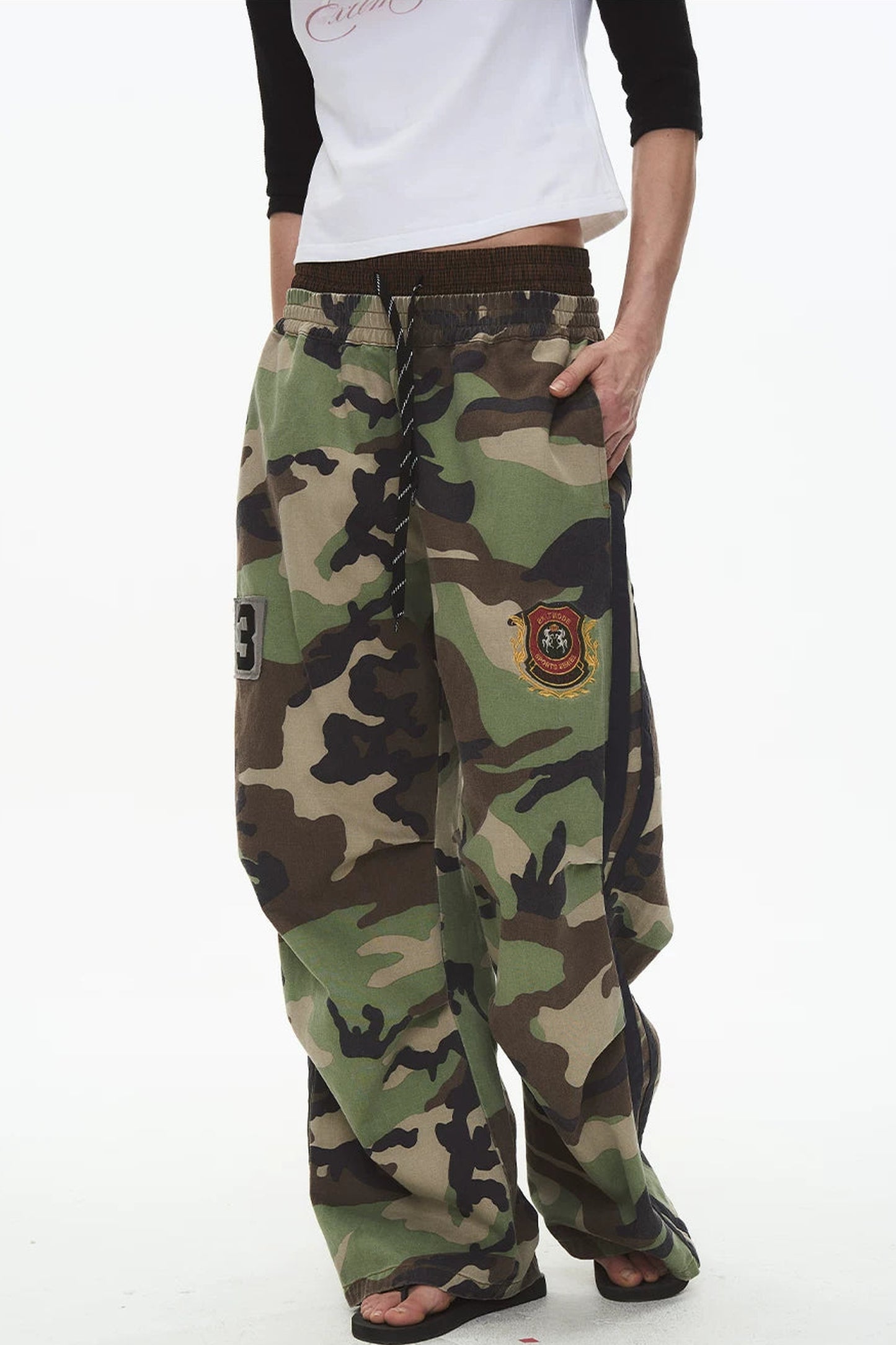 Retro Double-Waist Camouflage Pants