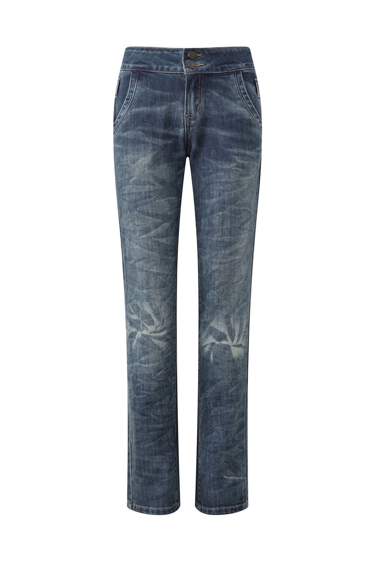 Snowflake Stone-Washed High-Waist Jeans