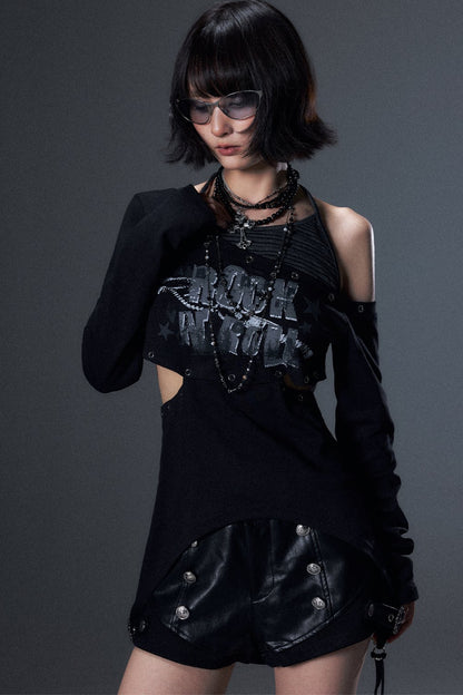 Cut-Out Asymmetrical Rock T-Shirt