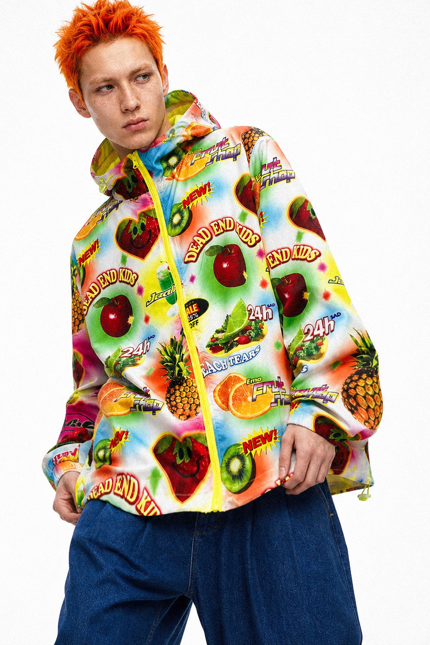 Teflon coupe-vent à capuche imprimé fruits