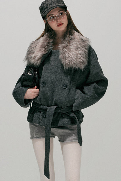 Fur Collar Wool Coat