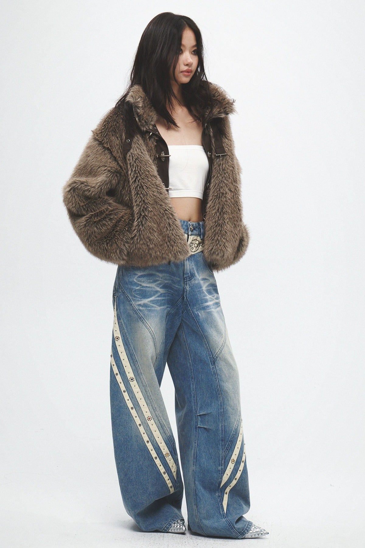 Striped Wide Leg Jeans