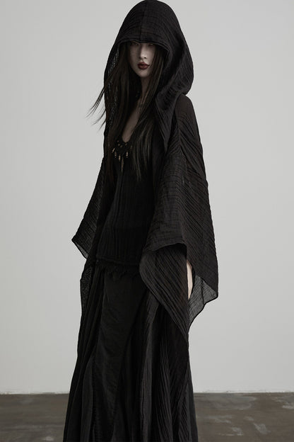 Oversized Detachable Wide Sleeve Hooded Jacket