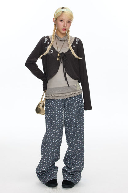 Snowflake Embroidered Cashmere Cardigan