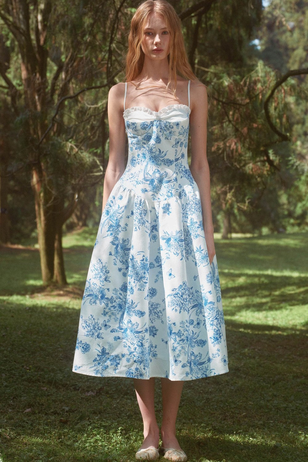 Blue Porcelain Vintage Hand-Painted Slip Dress