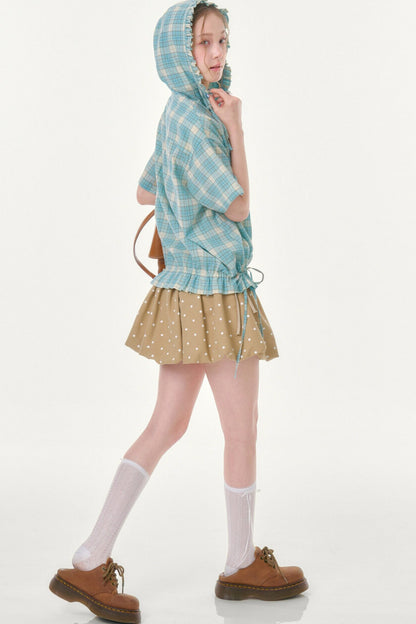 Sea Salt Plaid Hooded Blouse