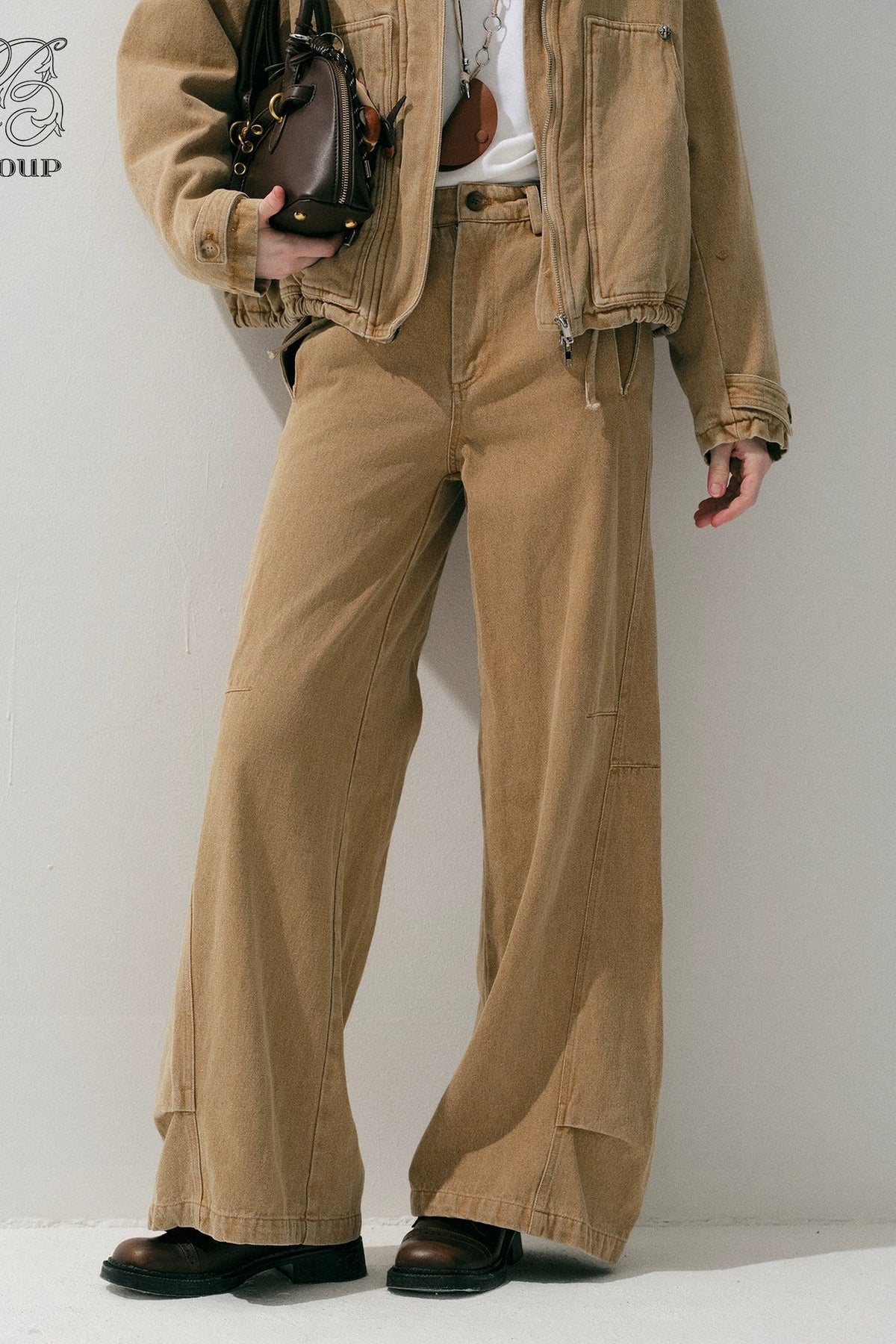 Khaki Straight-Leg Cargo Pants
