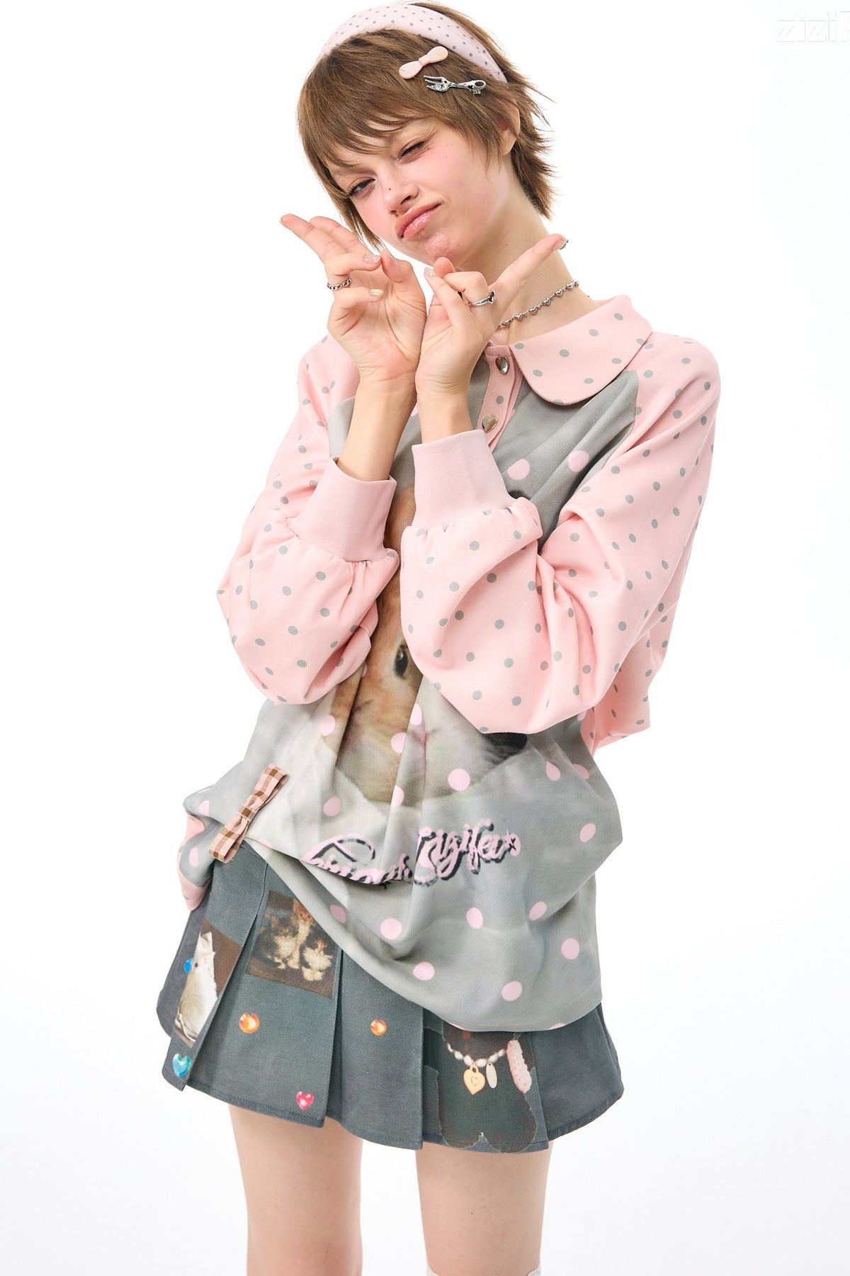 Pink Rabbit Polka Dot Sweatshirt