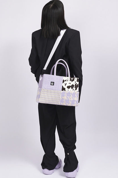 Y2K Leather Contrast Tote Bag