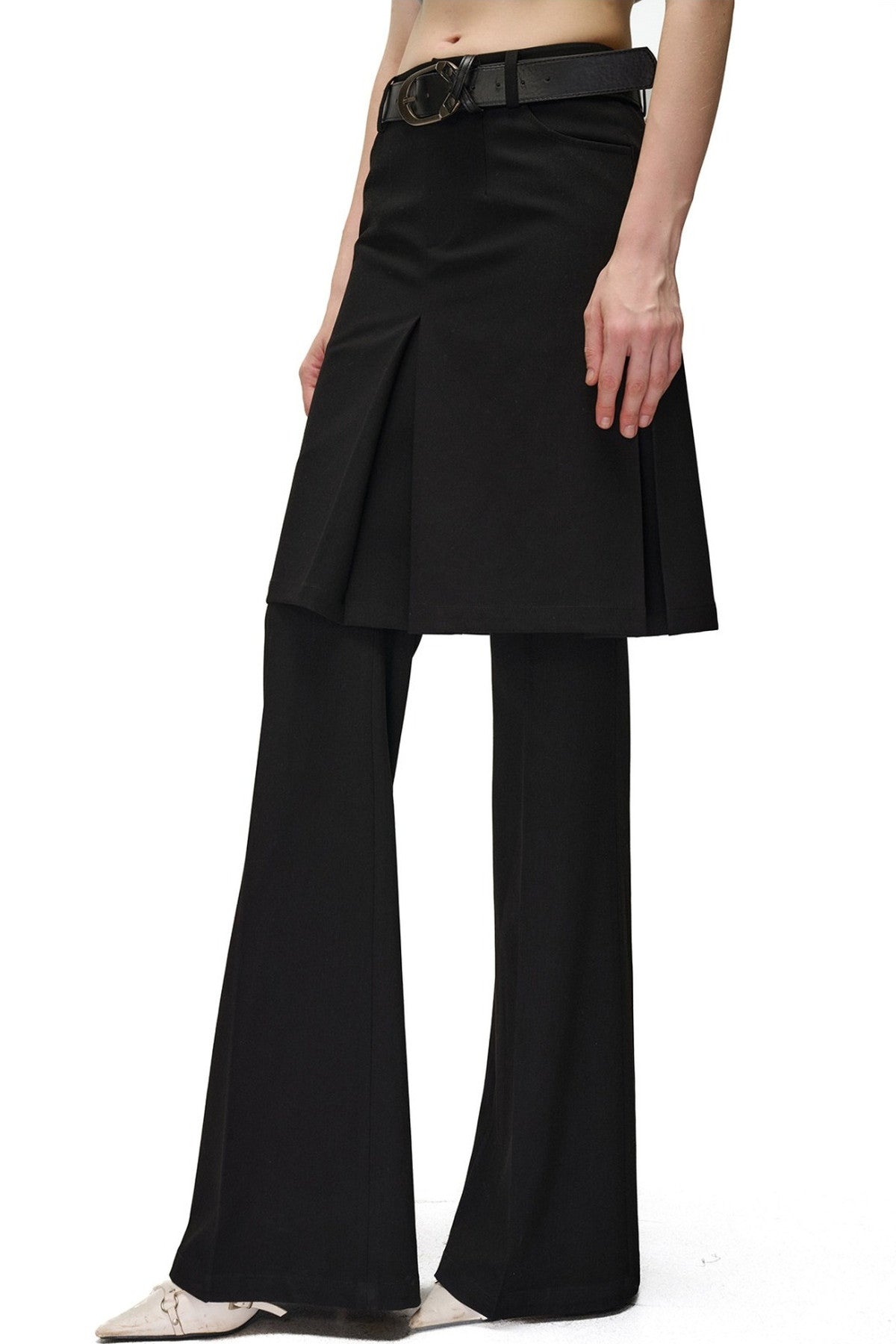 Wide-Leg Suit Slit Skirt Pants