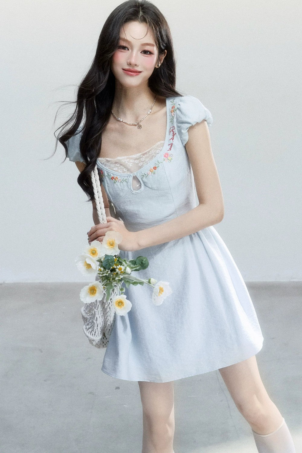 Summer Lace Embroidered Short Dress