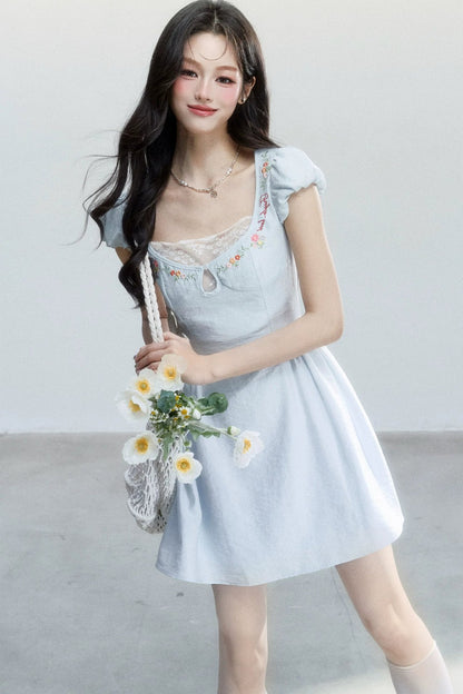 Summer Lace Embroidered Short Dress