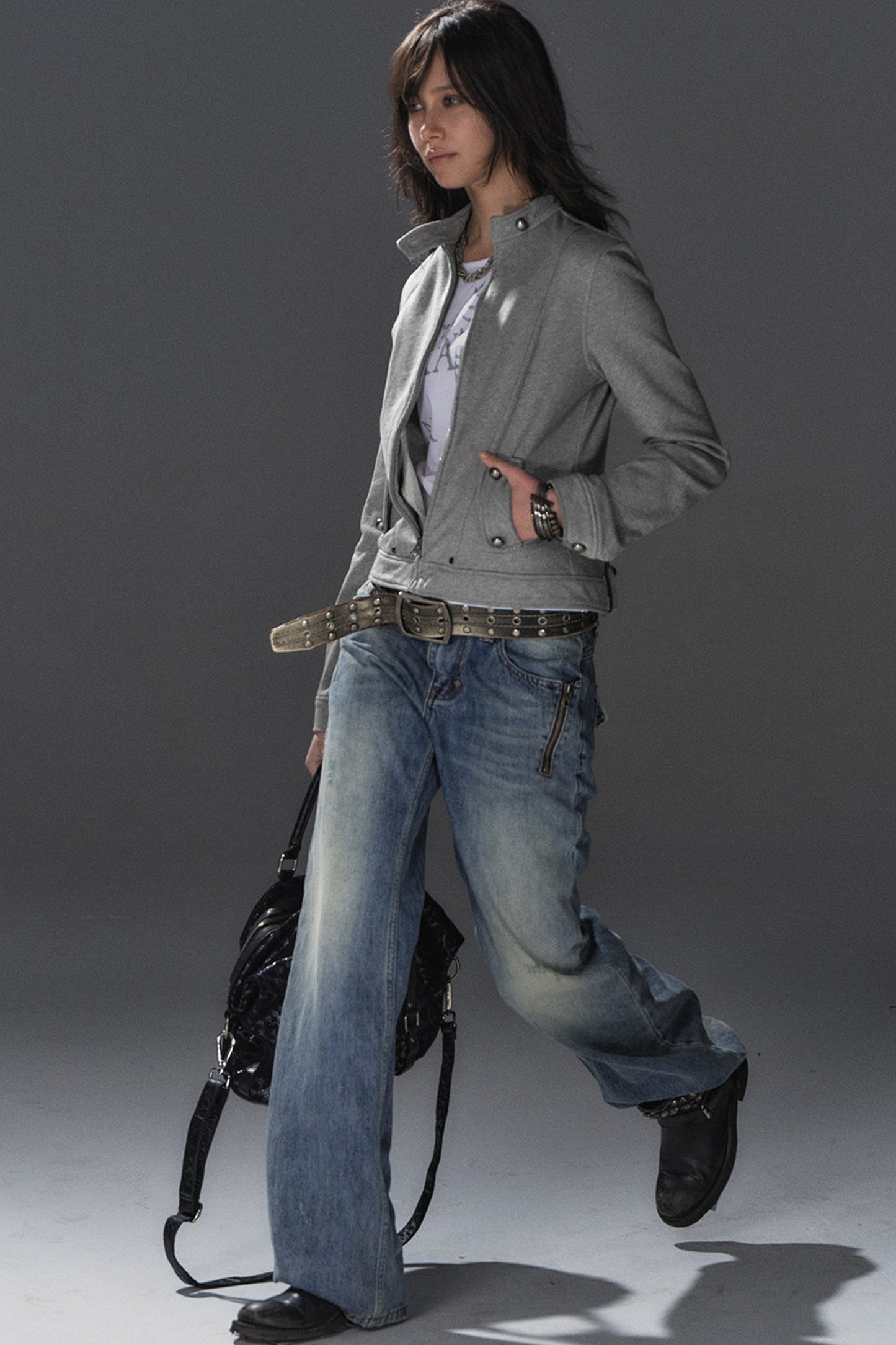 Punk Gray Zipper Jacket