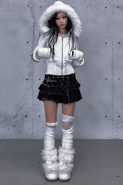 Hooded Fur Collar Parka Outer