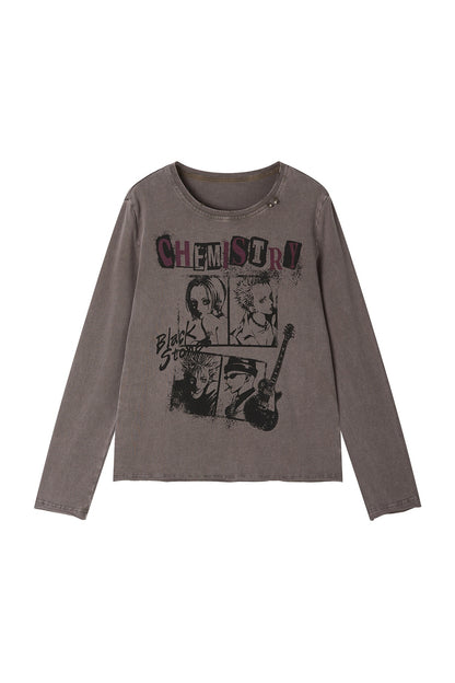 Distressed Portrait Rock Band T-Shirt and Skirt Set-Up