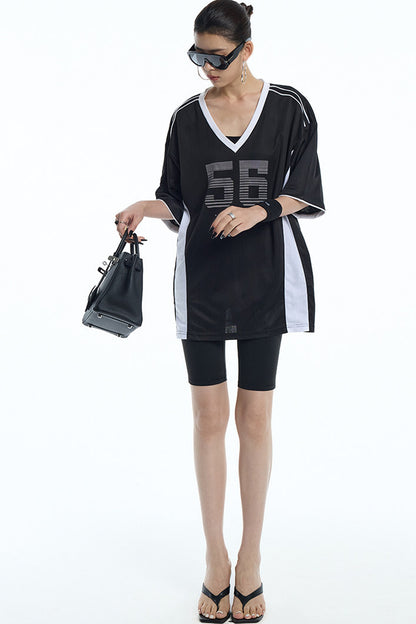 Loose V-Neck Jersey T-Shirt