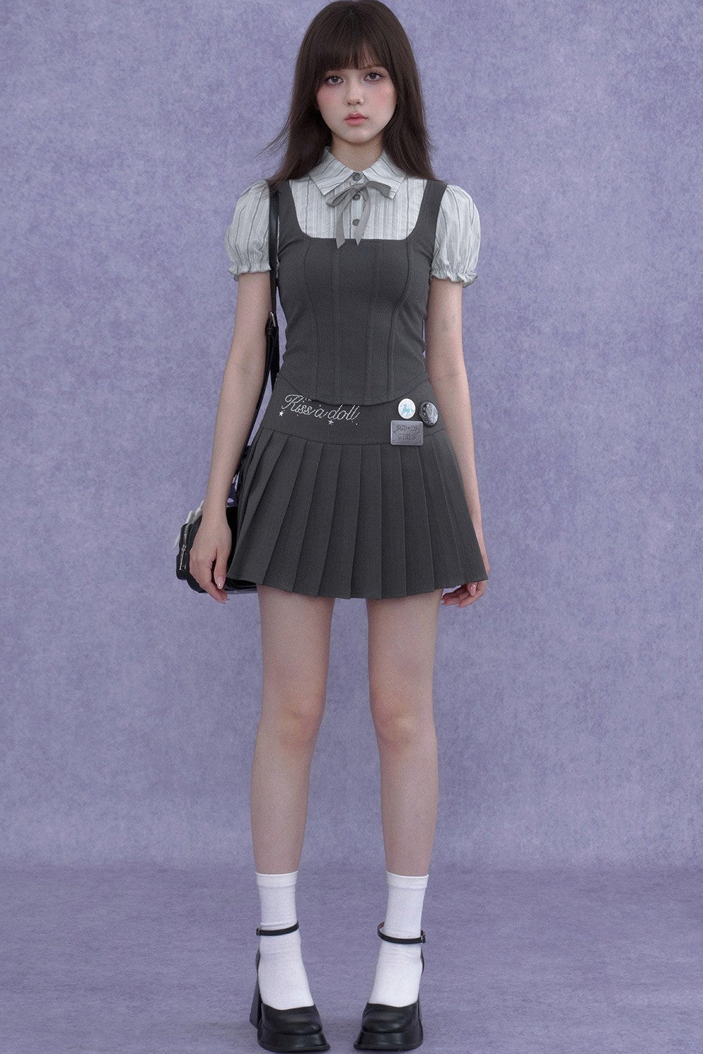 Faux Fishbone Puff Sleeve Top Set-Up
