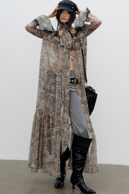 Floral Print Chiffon Maxi Dress