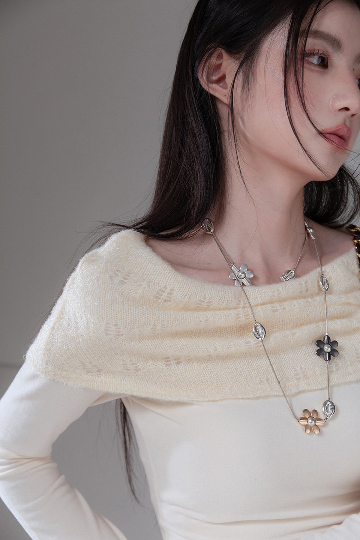Apricot Off-The-Shoulder Knit Dress