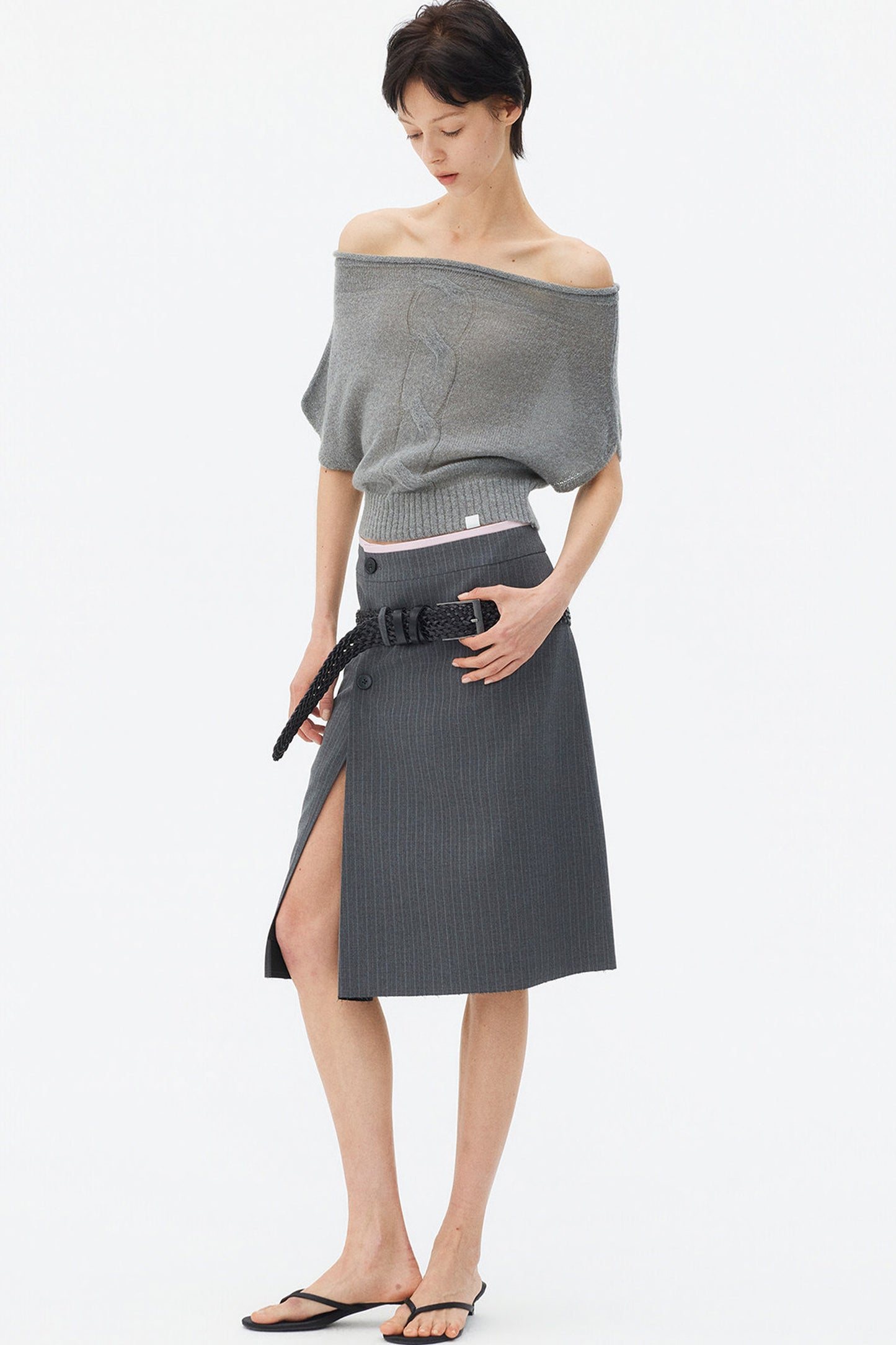 Deconstructed Asymmetrical Slit Skirt
