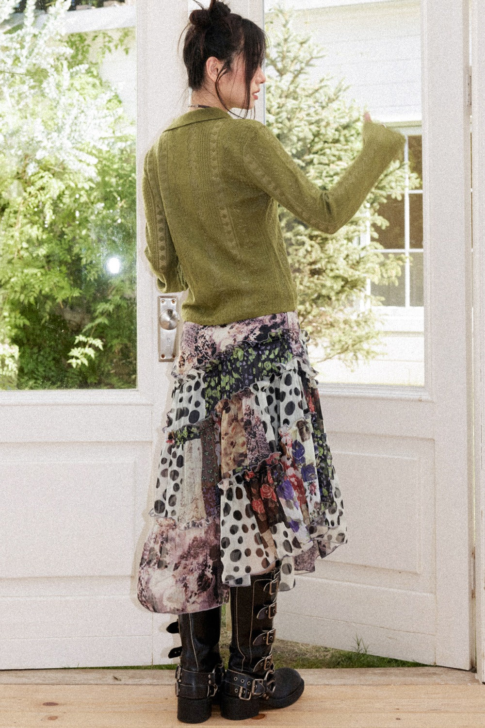 Vintage Floral Patchwork Irregular Skirt