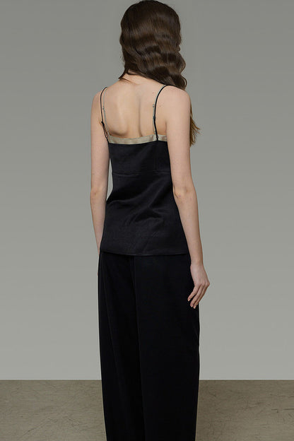 French V-Neck Color-Block Top