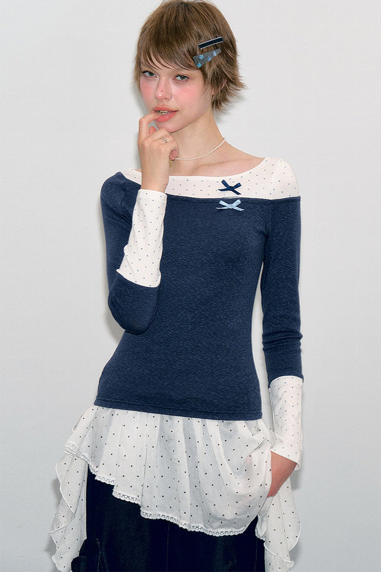 Haut en maille à pois d’automne
