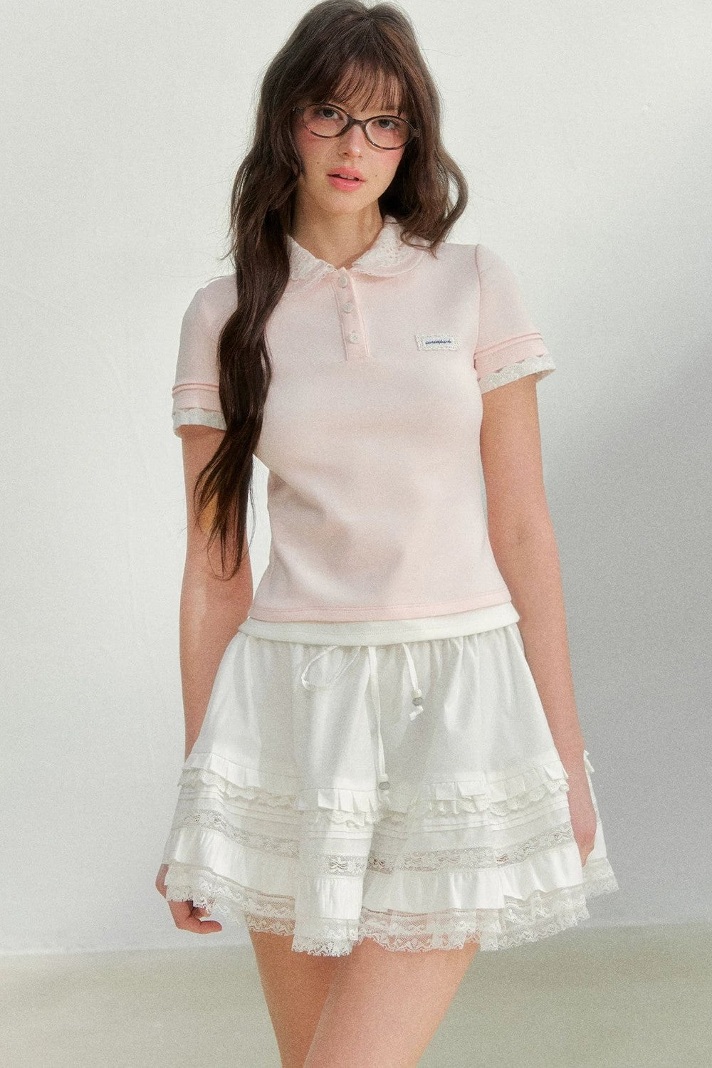 Embroidered Pink Polo Blouse