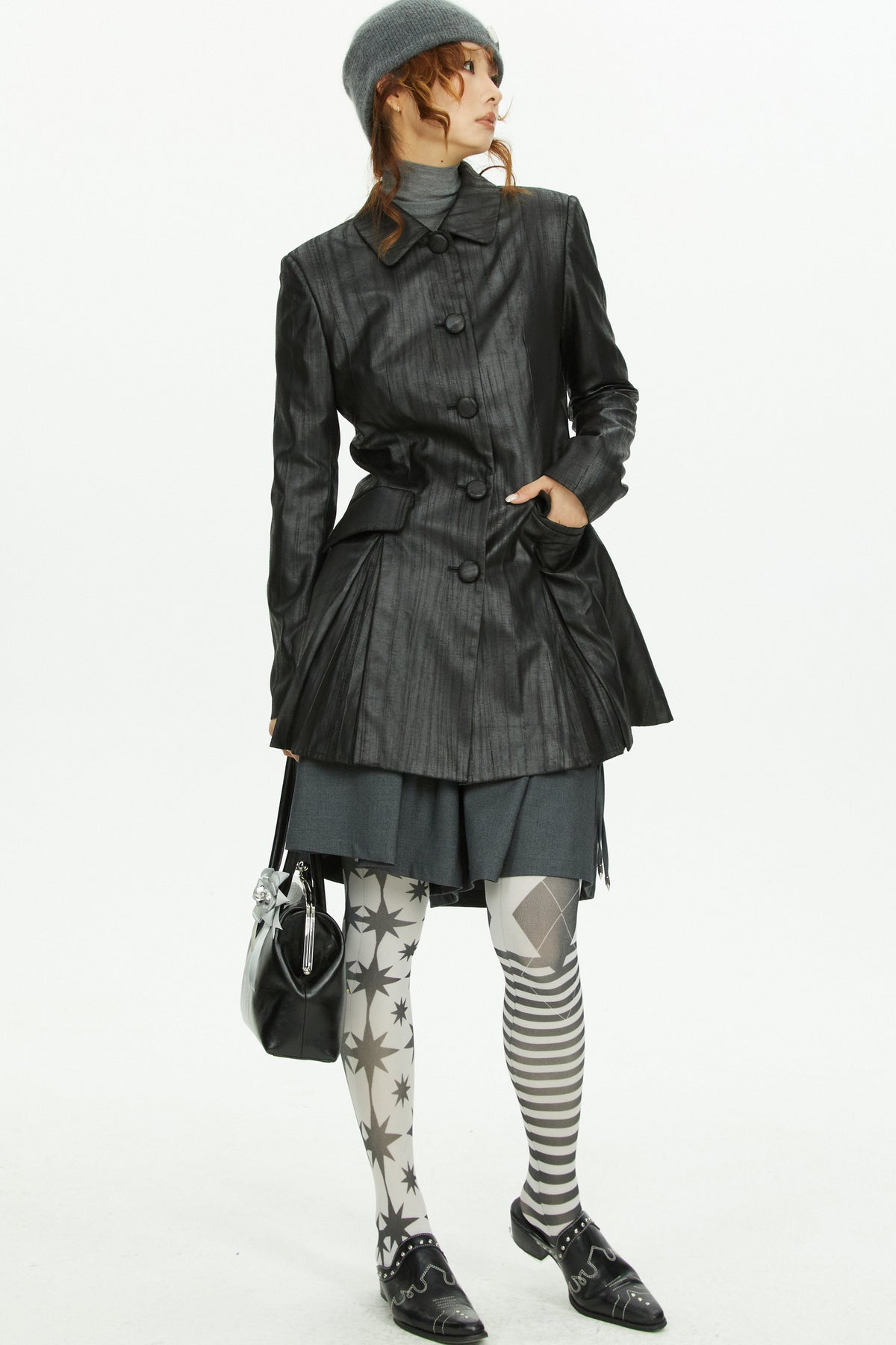A-Line Long Leather Coat