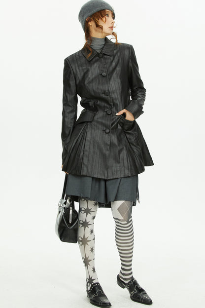 A-Line Long Leather Coat