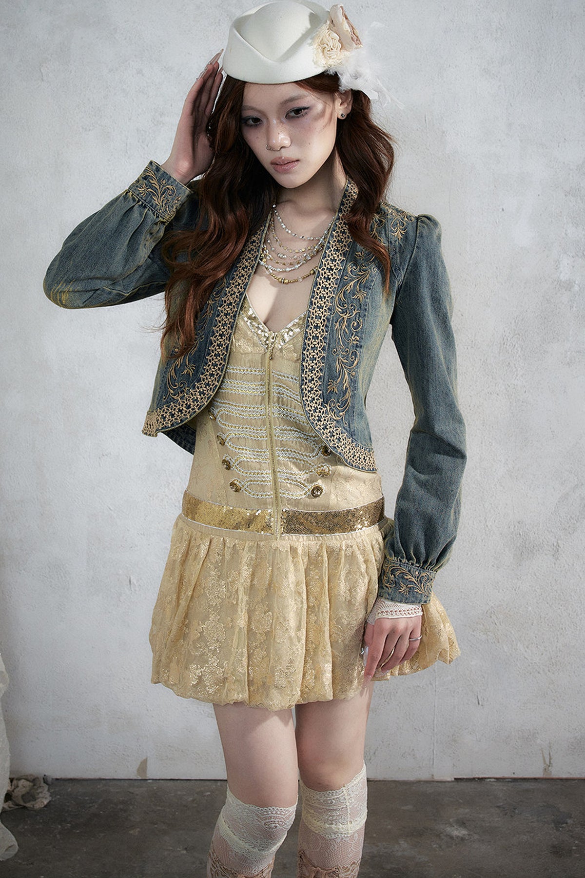 Distressed Embroidered Denim Jacket