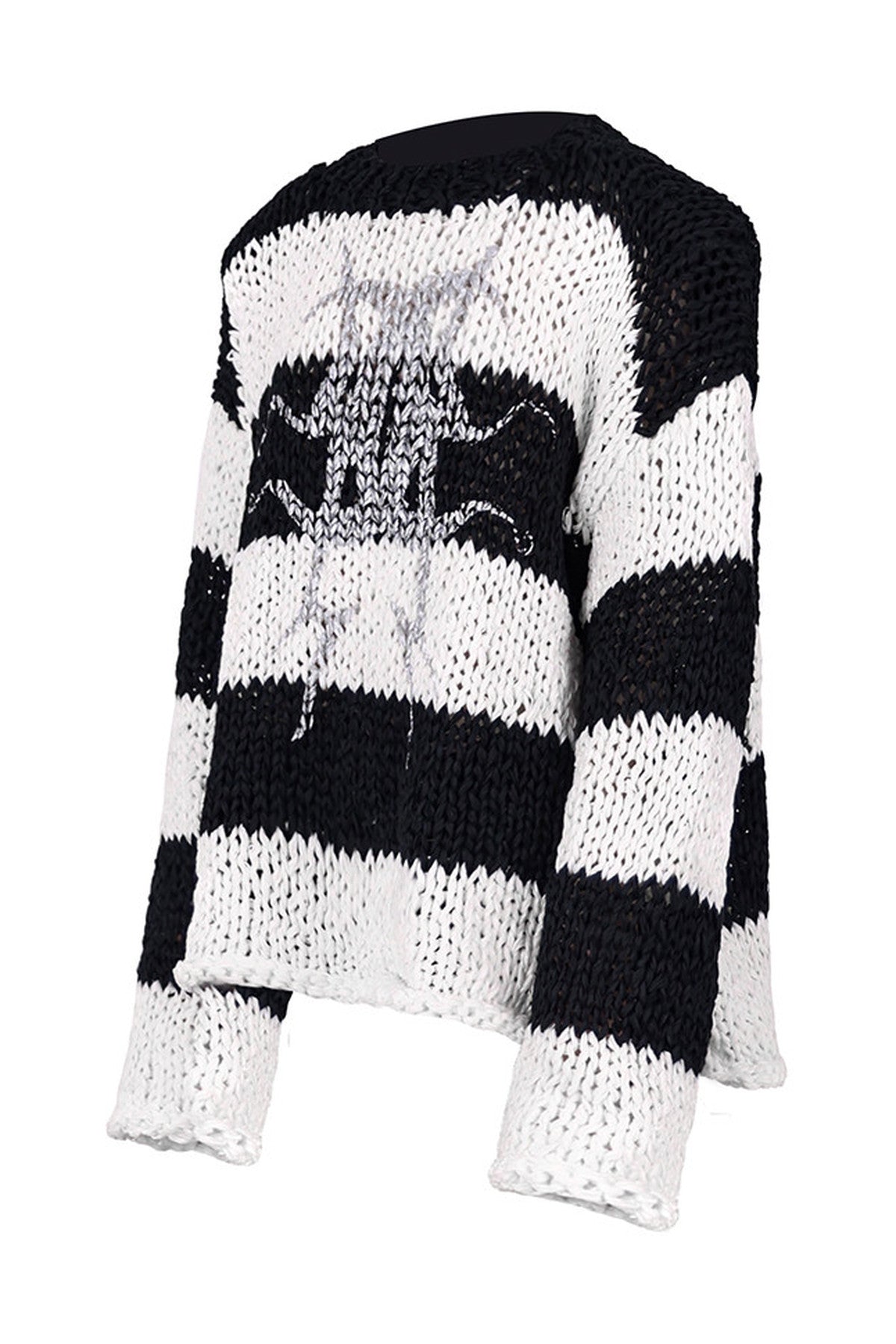 Black And White Striped Oversized Sweater