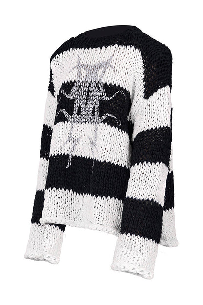 Black And White Striped Oversized Sweater