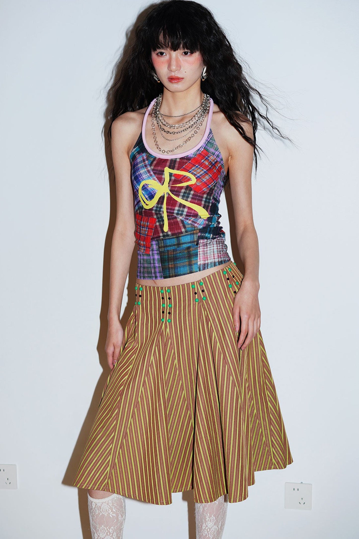 Retro Striped A-Line Skirt