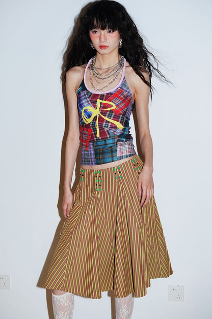 Retro Striped A-Line Skirt