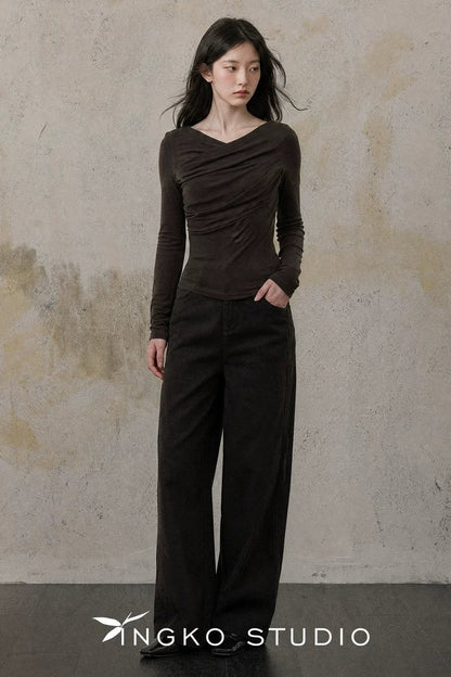 Chestnut Brown Straight Pants