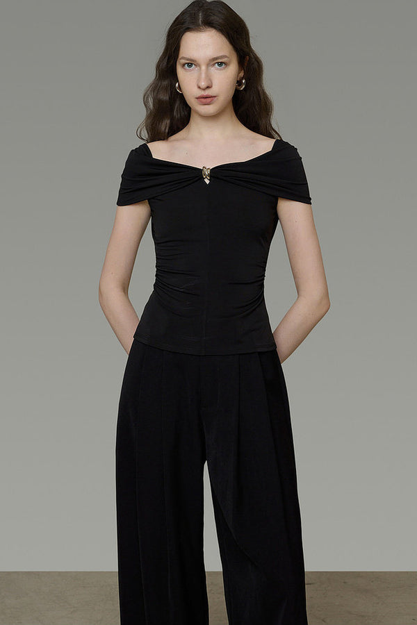 French Twist Knot Off-Shoulder Top