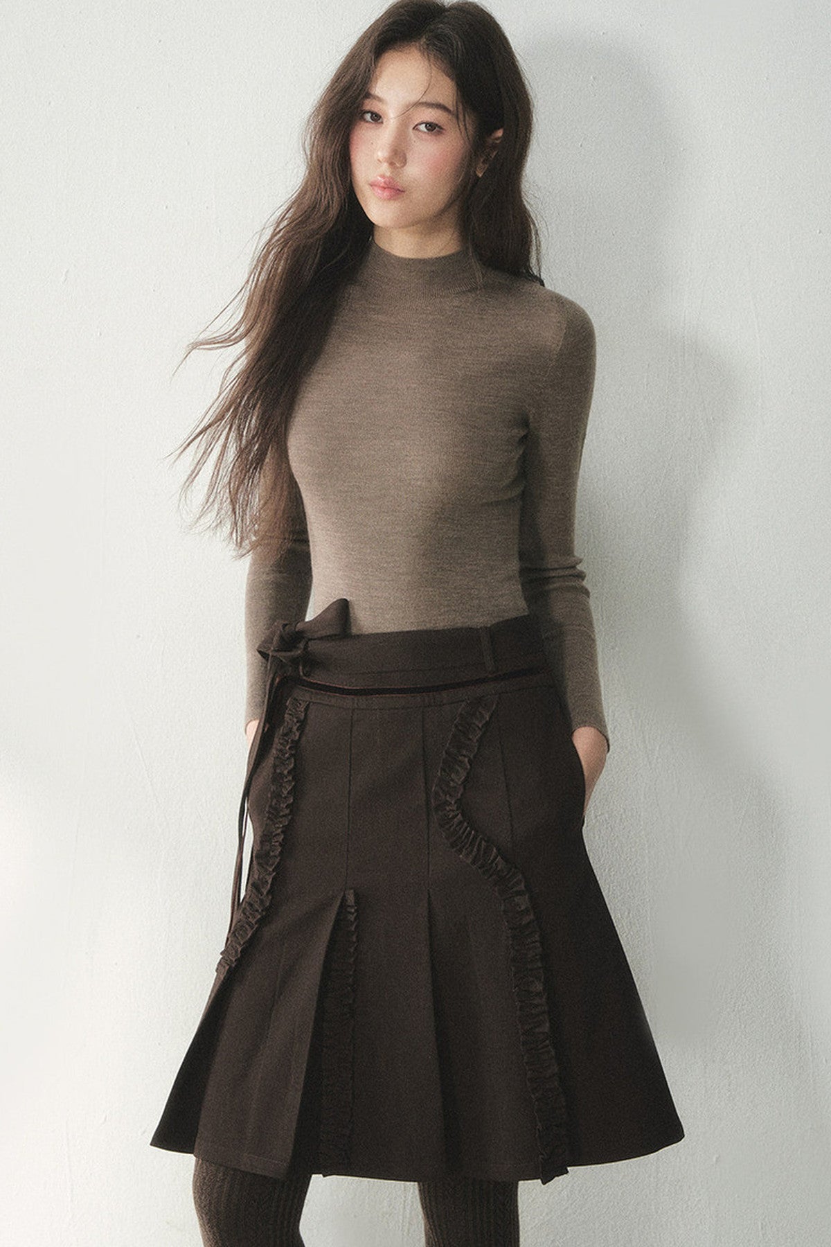 100% Wool Half-Turtleneck Knit Top
