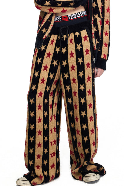 Set aus Strick-Sweatpants mit Sternen-Jacquard und Kordelzug sowie Oberteil