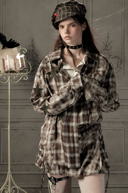 Coffee-Colored Plaid Shirt