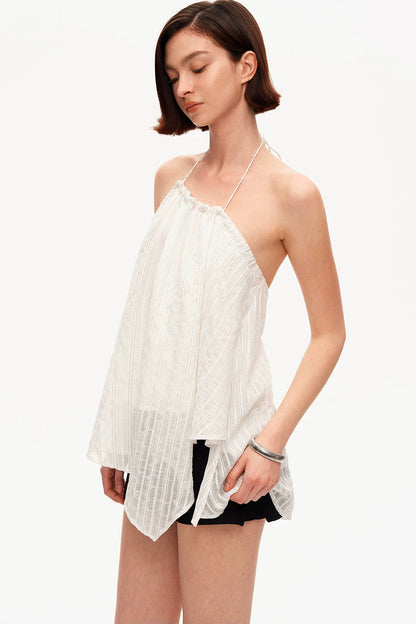 Textured Ruched Cotton Camisole